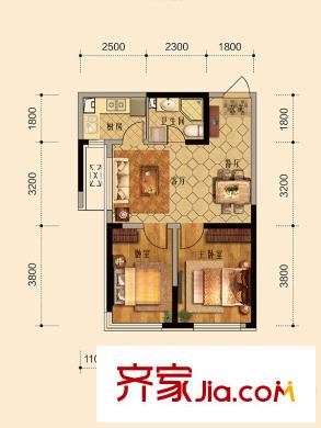 萬錦?紅樹灣A戶型 2室2廳1衛(wèi)1廚
