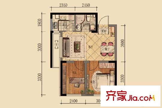 萬錦?紫園G2-B戶型 2室2廳1衛(wèi)1廚