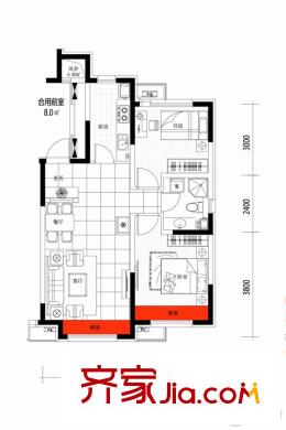 024朗明居81平方米戶型 2室1廳1衛(wèi)1廚