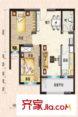 碧桂園?學府壹號Y191戶型-72平米 2室2廳1衛(wèi)1廚