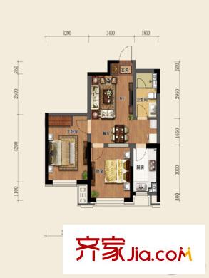 皇姑華潤置地廣場70平米戶型 2室2廳1衛(wèi)1廚