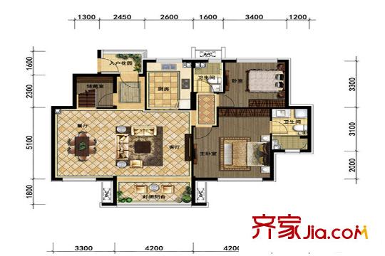 頤和城F戶型5層 3室2廳2衛(wèi)