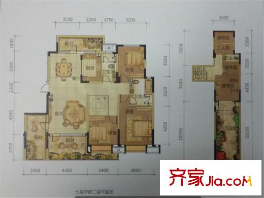 沈陽(yáng)雅居樂(lè)花園B3戶(hù)型  3室2廳2衛(wèi)