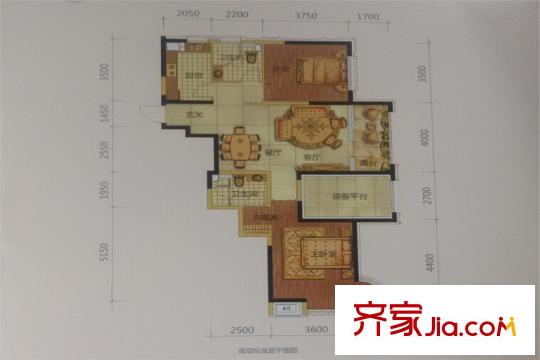沈陽(yáng)雅居樂(lè)花園E1戶(hù)型 2室2廳2衛(wèi)