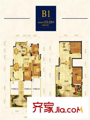 沈陽(yáng)雅居樂(lè)花園B1戶(hù)型  3室2廳2衛(wèi)