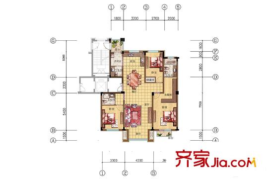 美弗霞灣洋房B戶(hù)型 3室2廳3衛(wèi)1廚