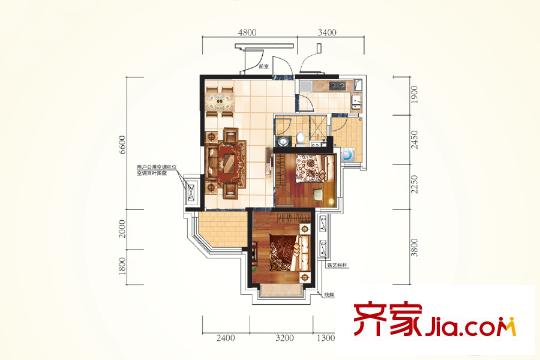 恒大雅苑23#C戶型 2室2廳1衛(wèi)1廚
