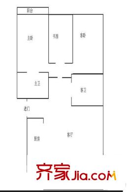 亞力山大城A座A座戶型 2室2廳3衛(wèi)3廚
