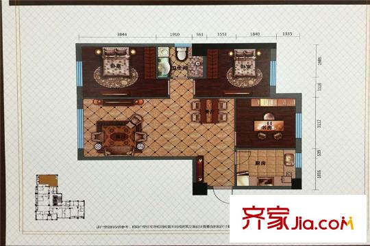 金沙星城A1戶型 3室2廳1衛(wèi)1廚