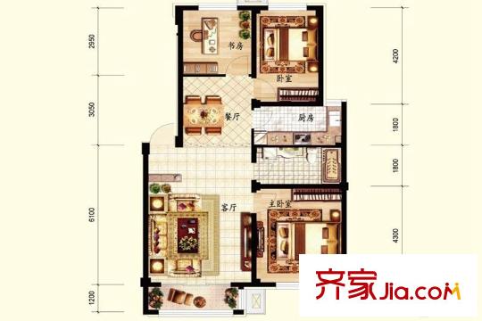 北國(guó)奧林匹克花園H戶型圖  2室2廳1衛(wèi)