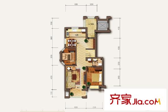 沈陽月星國際城D2標(biāo)準(zhǔn)層戶型 2室2廳1衛(wèi)1廚