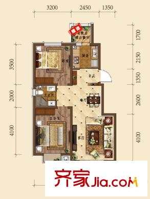 聽(tīng)雨觀(guān)瀾小高L戶(hù)型 2室2廳1衛(wèi)1廚