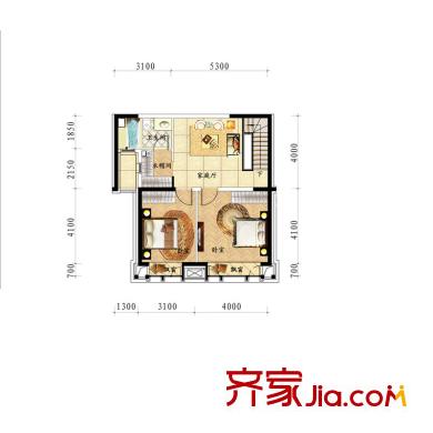 中海龍灣戶型圖160領(lǐng)導(dǎo)躍層二層 2室1廳1衛(wèi)