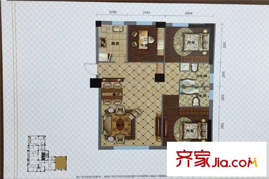 金沙星城A7戶型 3室2廳2衛(wèi)1廚