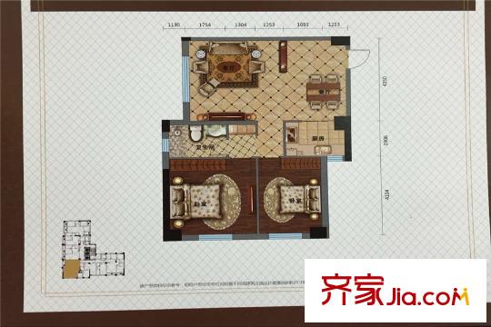 金沙星城A4戶型 2室2廳1衛(wèi)1廚