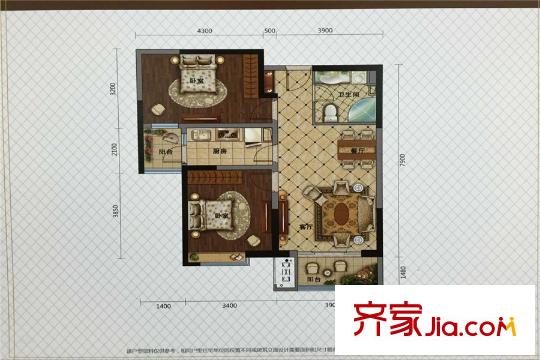 金沙星城B戶型 2室2廳1衛(wèi)1廚