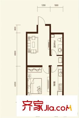 澳洲領(lǐng)地戶型D  1室1廳1衛(wèi)