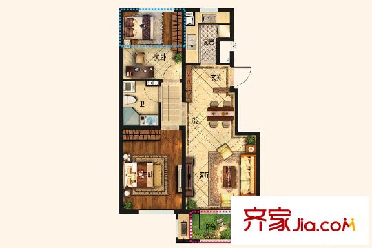 沈陽孔雀城英國宮G2戶型圖 2室2廳1衛(wèi)1廚