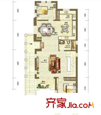 沈陽龍湖滟瀾山BN1戶型 2室2廳1衛(wèi)2廚