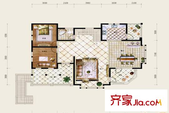 保利十二橡樹(shù)莊園B戶型圖首層 4室4廳3衛(wèi)1廚