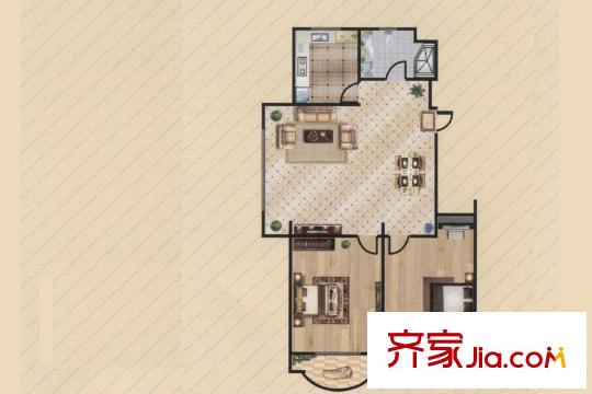 美地莊園78.35平方米戶型圖 2室2廳1衛(wèi)1廚