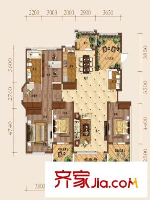 聽(tīng)雨觀瀾洋房K戶型 4室2廳2衛(wèi)1廚
