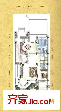中海龍灣戶型圖雙拼別墅K戶型一層 5室3廳5衛(wèi)