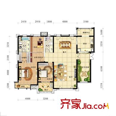 中海龍灣戶型圖190平闊綽大宅 2室2廳2衛(wèi)1廚