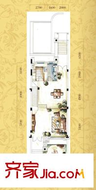 中海龍灣戶型圖聯(lián)排別墅中間單位M1戶型一層 3室2廳3衛(wèi)