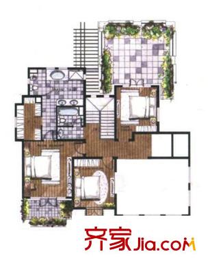 萬科蘭喬圣菲戶型圖三期A戶型二層平面圖-434-305 4室3廳4衛(wèi)