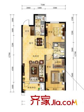 中海國(guó)際社區(qū)（售罄）C戶型 2室2廳1衛(wèi)1廚