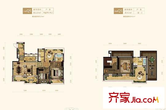 華茂?央墅Q5戶型 2室2廳2衛(wèi)1廚