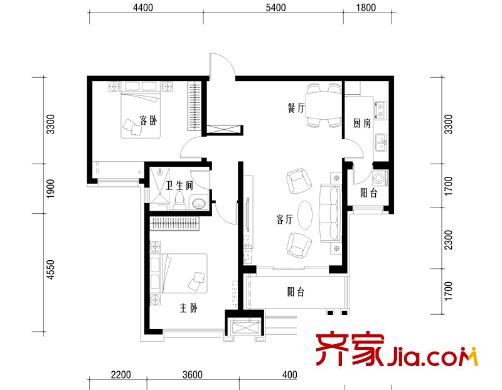 中海國(guó)際社區(qū)（售罄）央景A 2室2廳1衛(wèi)