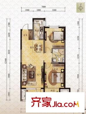 中海國(guó)際社區(qū)A1戶型 2室2廳1衛(wèi)