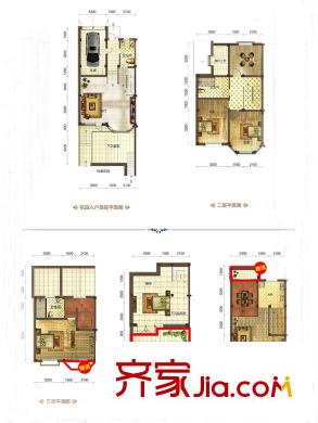聽雨觀瀾寬景別墅B戶型 4室3廳3衛(wèi)