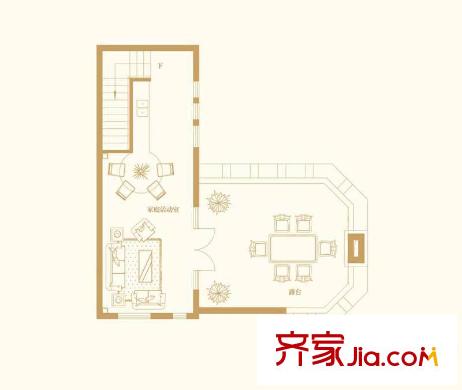國王湖伯爵級(jí)城堡戶型I(二層半) 1室