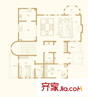 國王湖侯爵級城堡戶型I(一層) 2室1廳2衛(wèi)2廚