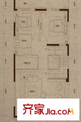 金河灣B戶型二層 2室1廳1衛(wèi)1廚