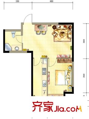 盾安?新一尚品12#D戶型 1室2廳1衛(wèi)