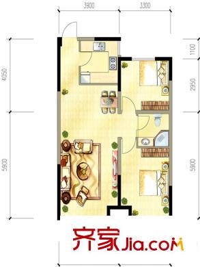 盾安?新一尚品8#14#B戶型 2室2廳1衛(wèi)