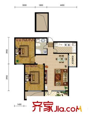 首創(chuàng)光和城D戶型 2室2廳1衛(wèi)1廚