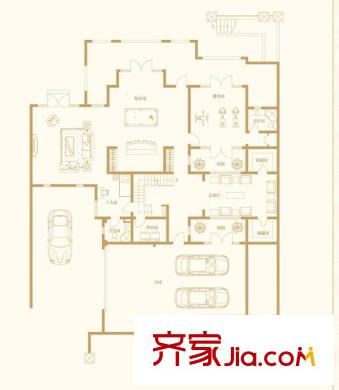 國王湖公爵級(jí)城堡戶型(負(fù)一層) 1室3廳2衛(wèi)