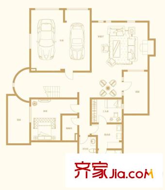 國王湖侯爵級城堡戶型I(負(fù)一層) 2室1廳2衛(wèi)