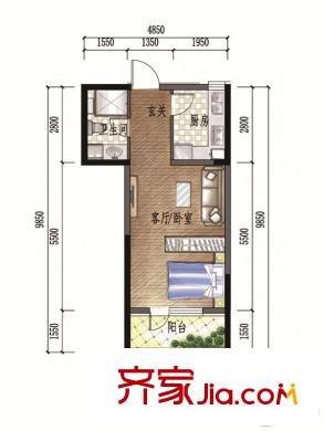 中央學府M戶型 1室1廳1衛(wèi)1廚