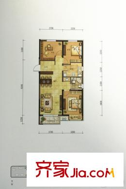 萬(wàn)科城市之光5#-7#E戶型 3室1廳1衛(wèi)1廚