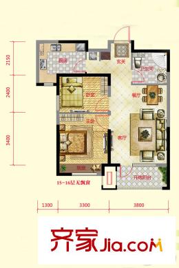 保利紫荊公館A3戶型 2室2廳1衛(wèi)1廚