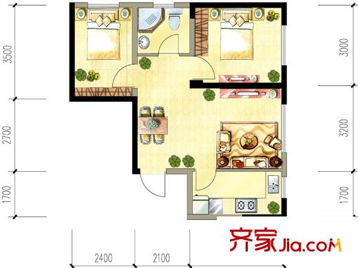 盾安?新一尚品8#14#E戶型 2室2廳1衛(wèi)