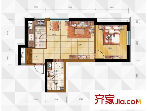 萬科明天廣場4#4門戶型（售完） 1室2廳1衛(wèi)