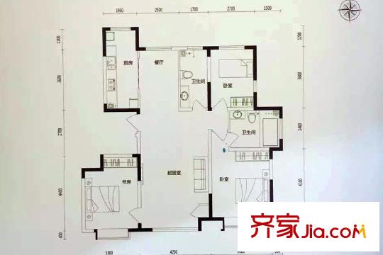金泰麗舍洋房標(biāo)準(zhǔn)層08-A戶型 3室2廳2衛(wèi)1廚