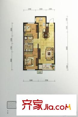 萬(wàn)科城市之光6#B戶型 2室1廳1衛(wèi)1廚
